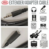 1/8-inch TRS Male to Female (Stereo) Headphone AUX Extension Cable (10ft)